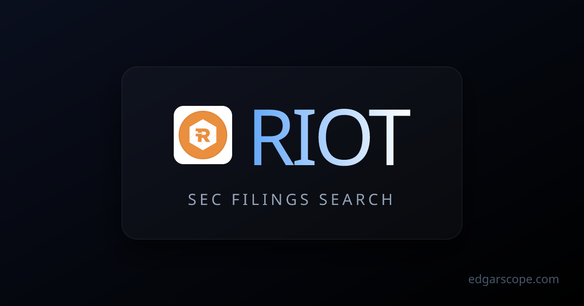 RIOT SEC Filings | SEC Document SEARCH