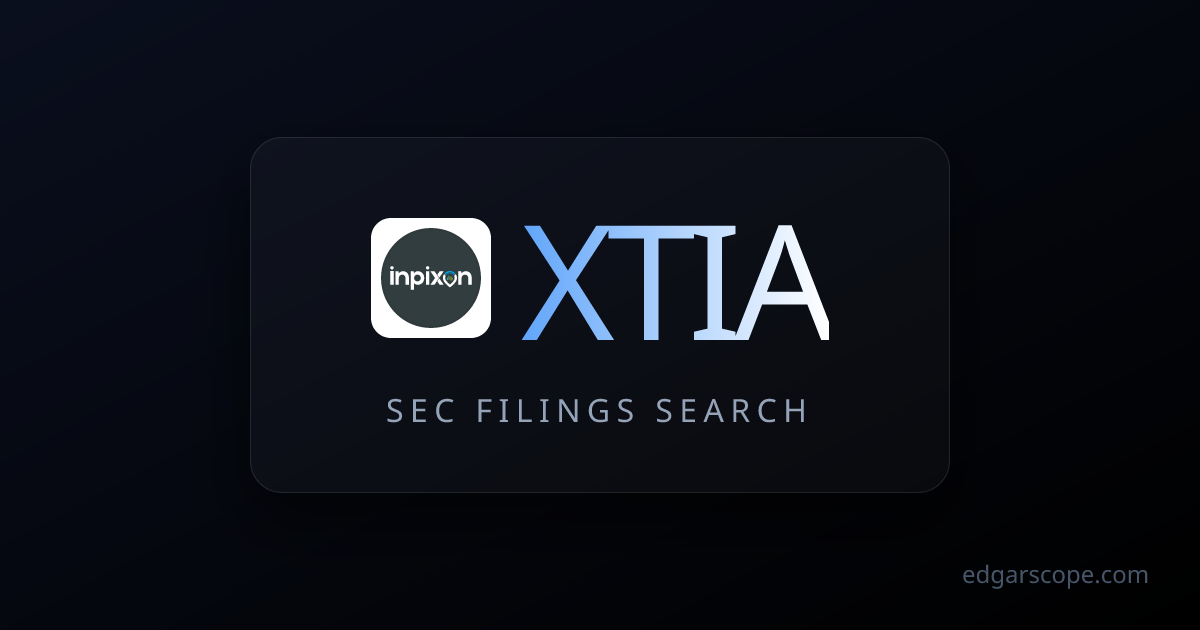 XTIA SEC Filings | SEC Document SEARCH